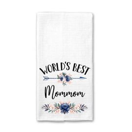 World's Best Mommom Kitchen Towels - Soft & Absorbent Gift for Mom, Nana - Mothers Day, Birthday, Holiday