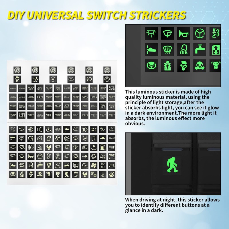 Joinfworld 8 Gang Rocker Switch Panel Waterproof 12V Blue LED