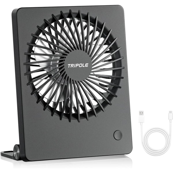 TriPole Mini Desk Fan USB Powered Portable Small Personal Mini,