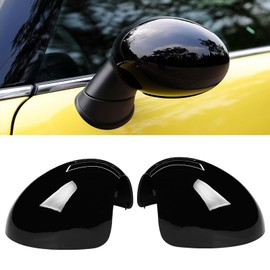 Adzfel 2PCS Compatible with MINI Cooper Mirror Cover R55 R56 R57 R58 R59 R60 R61 2007-2016, Left Right Side Mirror Caps Rearview MirrorCover Cap Replacement, Manual Folding Mirrors Only - Glossy Black