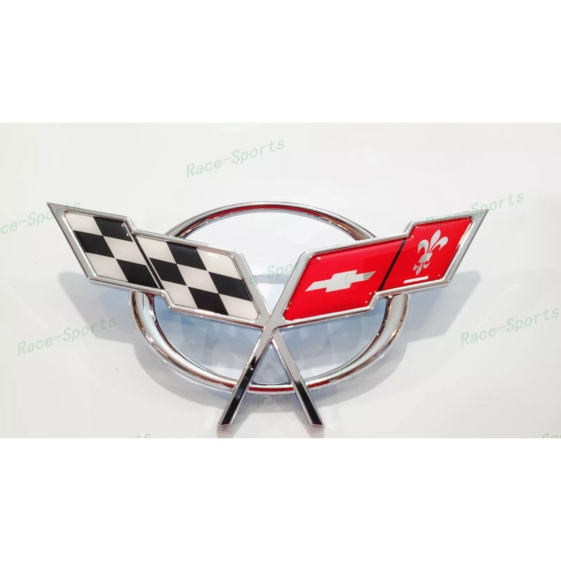 AUTO 2PCS Chrome Front Bumper Rear Deck Lid Cross Flags