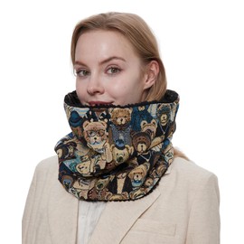 SLITHICE Women Neck Gaiter Fleece Neck Warmers for Men Neck Warmer Fleece Windproof Face Mask Winter Neck Scarf for Cold Weather Neck Covering(Bear Pattern)