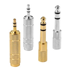 BEHAHAI 4pcs Headphone Adapter Jack, 6.35mm (1/4) inch Male to 3.5mm(1/8) inch Female,Stereo Jack Adapter 3.5mm Male to 6.35mm Female Plug Adapter Headphone Jack Converter Aux to Jack Adapter