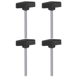 HARFINGTON 4pcs Tee Wing Knobs M8 x 80mm Metric Male Threaded Stud 55mm T Head Plastic Knob Handles Thumb Screws Hand Clamping Tightening Knob Grip Thumbscrew, Black