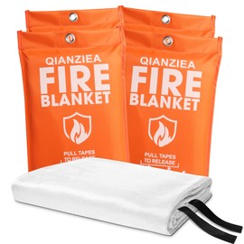 QIANZIEA Fire Blanket for Emergency Safety, Protective Flame Resistant Cover (【Orange 4-Pack】)