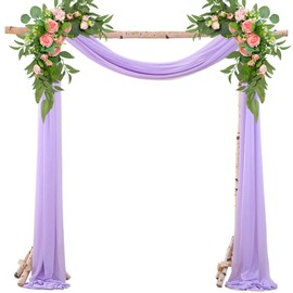 Wedding Curtain Wedding Arch 75 x 800 cm Purple Pelmet Hands-Free Decoration with 22 m Satin Ribbon for Photography Party Wedding Archway Ceremony