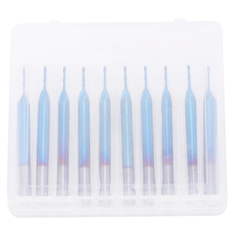10Pcs 2‑Flute Router Bit Blue Coated Spiral Ball End Mill