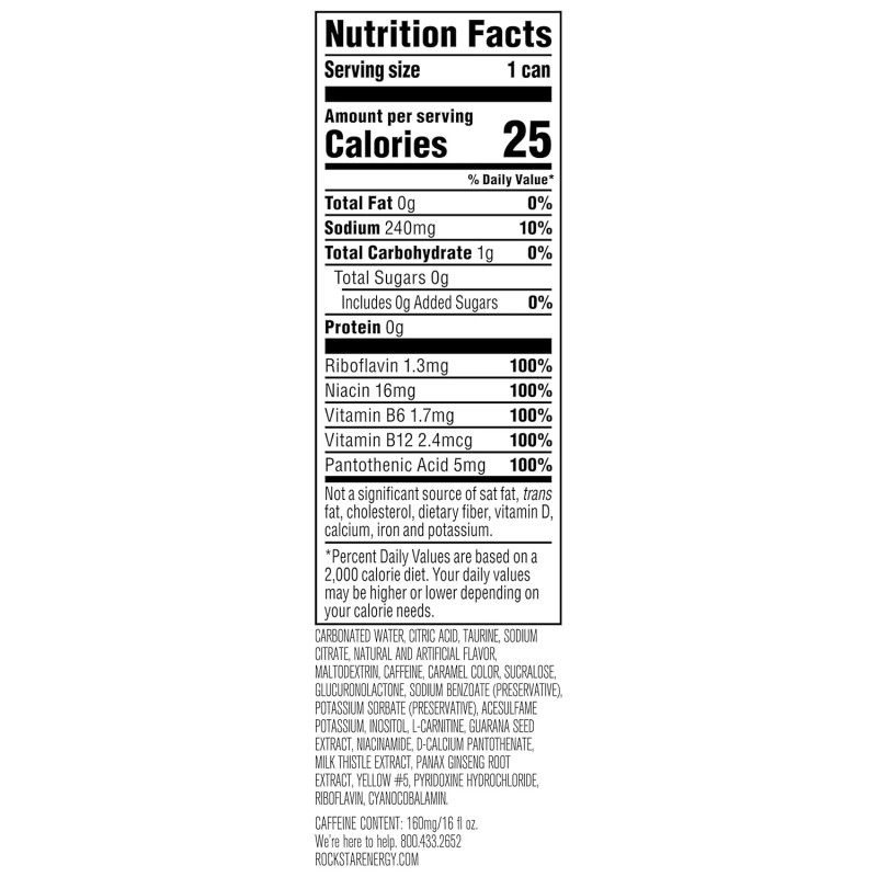 Rockstar Sugar Free Energy Drink, 16 Fl Oz Cans (Pack