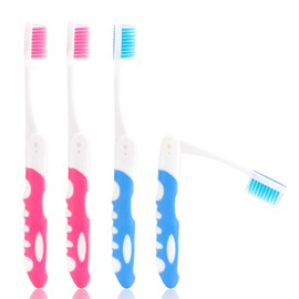 Travel Toothbrush, 4PCS Portable Travel Toothbrush Set,Mini Tooth Brush Built in Cover Soft Travels Size Folding Toothbrushs Individually Wrapped ToothBrushes for Adults Kids Hiking Camping Traveling