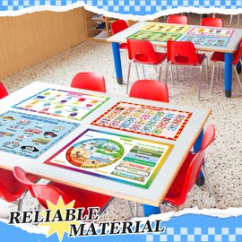 8 Pcs Educational Preschool Placemat Set for Toddler and Kids Back to School Reusable Washable Placemats for Dining Table Plastic Mats for Nursery Kindergarten Homeschool Classroom