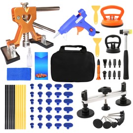 Srepat 69PCS Auto Body Paintless Dent Removal Tools Car Dent Repair Kit, Adjustable Dent Puller Kit with Gold Dent Lifter,Bridge Puller for Car Dent Repair and Suction Cup Dent Puller