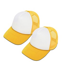 MR.R Sublimation Blank Polyester Mesh Cap Mesh Hat Two Tone Trucker Summer Mesh Cap with Adjustable Snapback,Yellow,2 Pieces per Pack