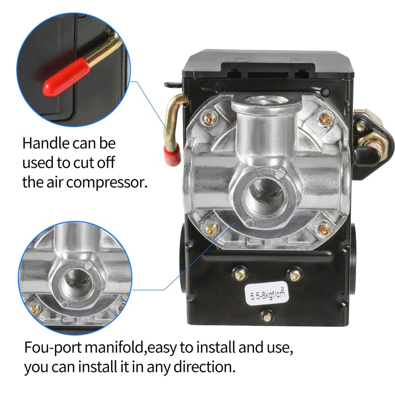 OAMCE Air Compressor Pressure Switch Replacement LF10-4H with 95-125 PSI