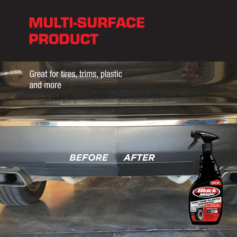 Black Magic 120230 Tire Trim Plastic Dressing, Medium Shine, Streak-Free,