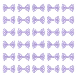 MECCANIXITY 50 Pcs Light Purple White Dot Polka Dot Ribbon Bow Ties 1.5" x 1" Mini Bowknot for Crafting Little Satin Bows Bulk for DIY Sewing Scrapbooking Wedding Gift Present Home Decoration