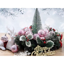 BSTMOME 24 PCS 3CM Christmas Balls, Party Ornaments, Shatterproof Ball Hanging for Xmas Tree Party Decoration Frosted Ball, Matte, Shiny (Pink)