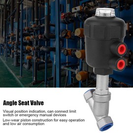 Garosa Pneumatic Steam Valve, Air Actuated Thread Angle Seat Valve, PTEE Sealing, Stainless Steel Thickened Plastic Case Steam Valve(1/2" DN15)