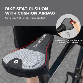 ROCKBROS Inflatable Saddle Cover Bicycle Padded Made of Comfortable Memory Foam and Gel, Saddle Pad Bicycle with Cover Waterproof for MTB, Gravel Bike, Road Bike