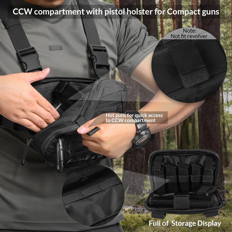 VOTAGOO GEAR Tactical Chest Pack EDC Chest Bag 2L Utility