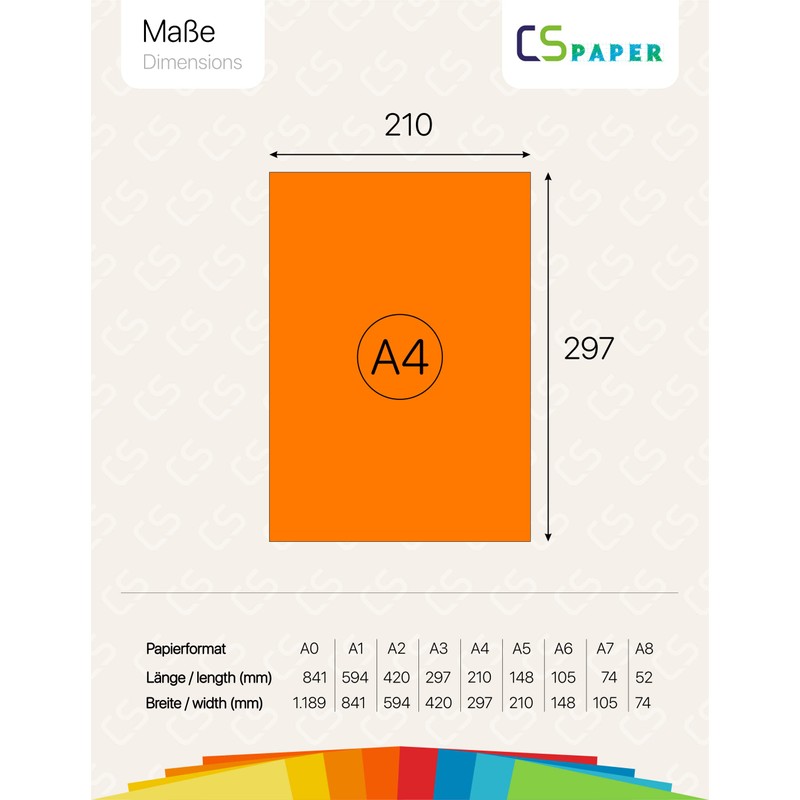 Made in EU 50 Sheets Coloured Paper Orange A4 80