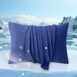 HOMELAB® BlueCool™ Cooling Pillowcases Standard 20"x26", Q-Max>0.4 Instant Cool Down, Smooth Like Silk Pillow Covers for Hot Sleepers & Night Sweats, Gentle on Face & Hair, Set of 2, Navy