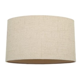 Contemporary and Sleek Taupe Stitched Effect Linen Fabric Oval Lamp Shade 60w Maximum | 30cm Width | for Table Lamp, Wall or Pendant | Inner Cream Satin Lining by Happy Homewares