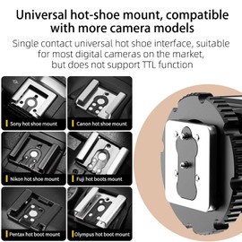 Mini Camera Flash Speedlite, GN10 6000K On-Camera Flash with Video Light, 4 Power Levels, Universal Single Contact Hot Shoe Mount, Compatible with Sony Canon Nikon Fuji Panasonic Pentax Olympus