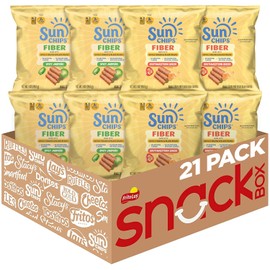 SunChips Fiber Whole Grain and Black Bean Snacks, 2 Flavor Variety Pack, 1 oz Bags, (21 Pack), 3g Fiber, No Artificial Flavors, No Colors from Artificial Sources