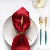 Linen Napkins Set of 4-100% Pure Linen Red Embroidered Dinner