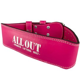 ALLOUT Genuine Leather Training Belt, Power Belt, Muscle Training, Deadlift Belt, Leather, Lifting Belt, High Density Cowhide Leather, Unisex (XS, Pink)
