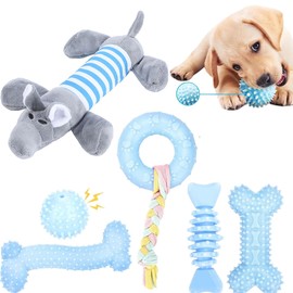 CAMITER 6 Pcs Puppy Toys - Interactive Teething Toys for Boredom,Dog Chews Toys For Small &Large Dogs (blue)