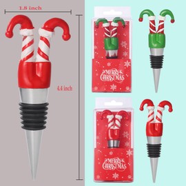2 pcs Christmas Wine Bottle Stopper for Christmas,Christmas Beverage Stopper Decorative Christmas Wine Stopper Winter Holiday Decor Wine Stopper Christmas Gift for Host/Hostess (Green and Red)