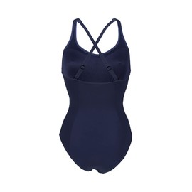 ARENA Bodylift Women's Isabel B-Cup One Piece Shaping Swimsuit Light Cross Back Tummy Control Chlorine Resistant UV Protection, Navy/Bright Blue, Size 42