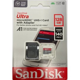 Sandisk Ultra 128GB MicroSD with SD Adapter A1 140MB/s Full HD Video New Sealed