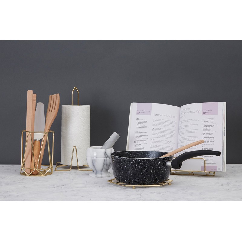 Premier Housewares 507569 Vertex Utensil Holder - Gold Plated, 12