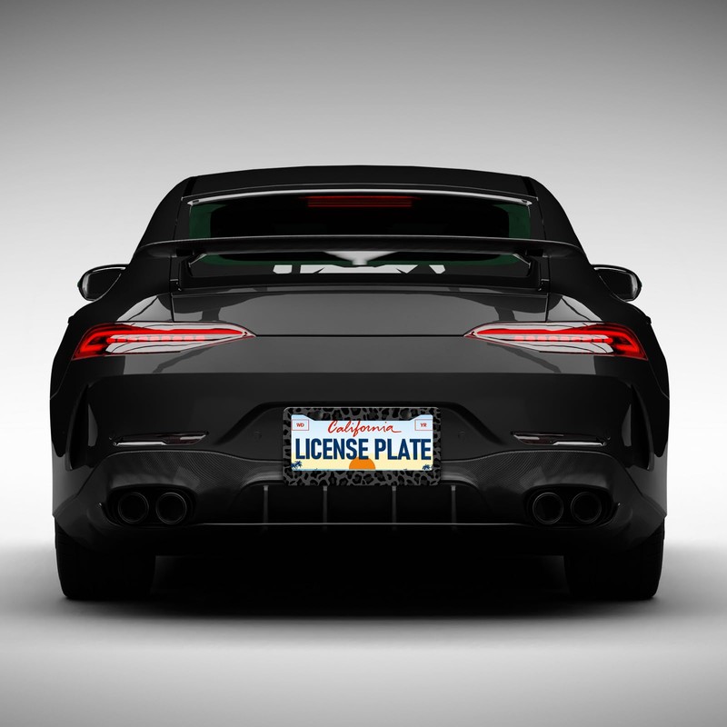 Black Leopard Print License Plate Frames - 2 Pack Animal