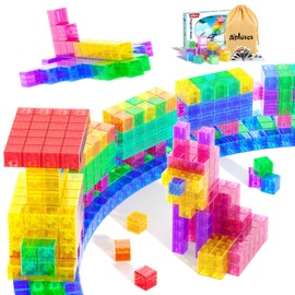 Apluses 45 piezas de bloques magnéticos - Cubos magnéticos transparentes, bloques de construcción para niños pequeños, regalos sensoriales para autismo para niños de 3 años en adelante, juguetes de