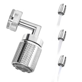 HUAERSICO Tap Attachment in Chrome M24/M22 - Tap Aerator for 3 Position Adjustment and 1080° Swivel - Water Saver for Faucet - Bathroom Basin Faucet Accessories