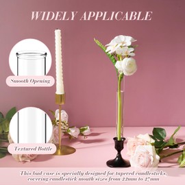 Ninehaoou 20 Pack 7.9" Glass Cylinder Bud Vase Taper Candle Holder's Bud Flower Vase Specially for Candlestick Adjustable Designed for Taper Candle Holder for Tablescapes, Wedding Decor