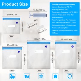 Vacuum Bags Food Reusable with Valve Zip Pump Sealing Clips Vacuum Sealed Bags Sous Vide Vacuum Sealer Listener Food Meat in 4 Sizes