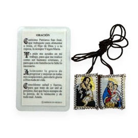 San Jose Tarjeta Laminada de Oracion con Escapulario 2 Pc Set Prayer Card New