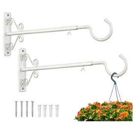 BOLITE 18023 Bird Feeder Hanger(16 to 24 Inch), Adjustable Hanging Plant Bracket, Plant Hangers for Hanging Bird Feeders, Planters, Lanterns, Wind Chimes, String Lights, 2 Pack, White