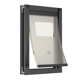 Generic Weatherproof Large Dog Door with Sliding Lock Panels, Magnetic Flap Dog Door for Doors, Doggy Door and Pet Door with Aluminum Frame, Adjustable Passage, for Large Dogs, Matte Black