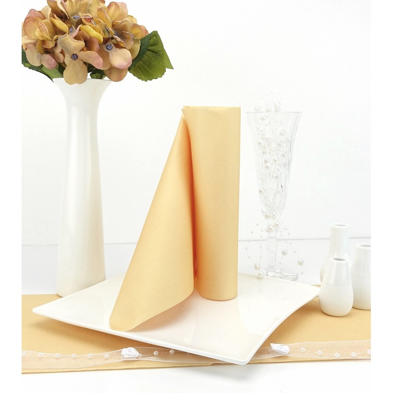 50 Apartina Napkins Fabric-Like Airlaid, Plain, Light Ochre Yellow, Size