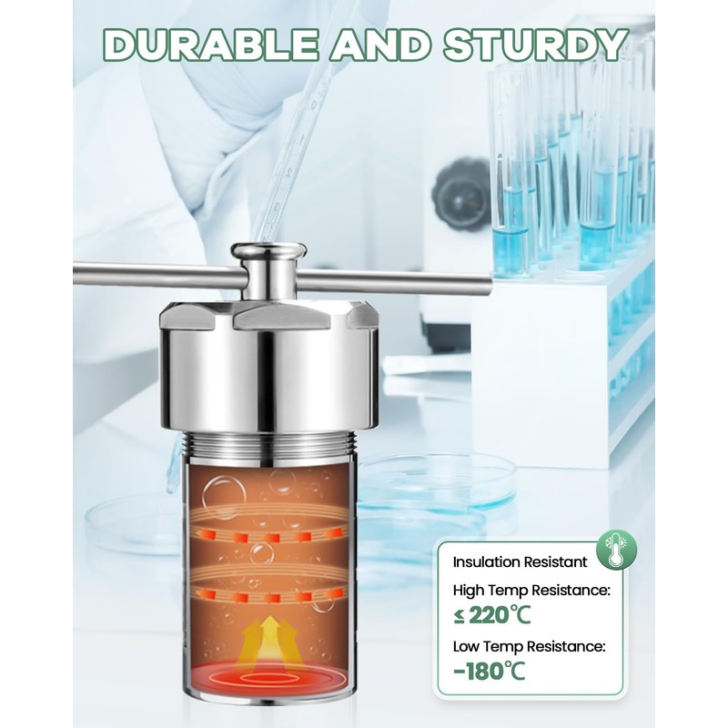 Huanyu 100ml PTFE Lined Hydrothermal Synthesis Autoclave Reactor 200℃ 4Mpa
