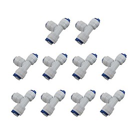 Lemoy 1/4 inch Tee 3 Way Tube Quick Connect Tube Push Fit Quick Fittings Connector for RO Water Reverse Osmosis Pure Filter System(Pack of 10)