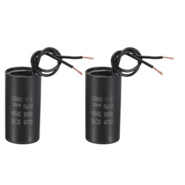 PATIKIL 10uf CBB60 Run Capacitor, 2 Pcs AC 450V 2 Wires 50/60Hz Motor Running Capacitor 61x31.5x61, Black