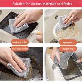 SZCLKJGS Multipurpose Wire Dish Cloths for Wet and Dry, Double Layer, Reusable Cleaning Cloth, for Pan, Pot, Stove, Household (10 PCS)