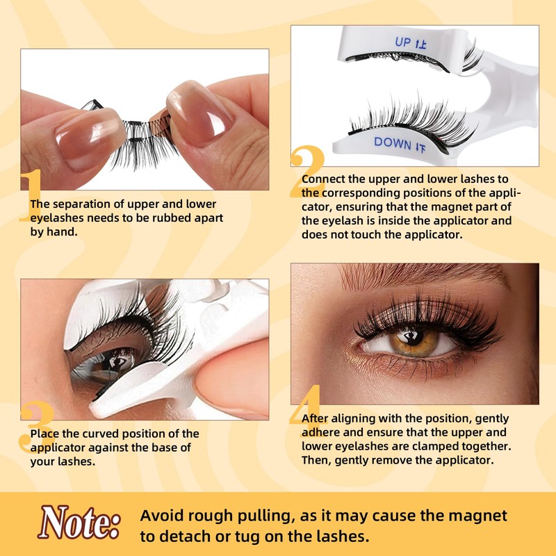 QUEWEL Magnetic Eyelashes, 1 Pair of Fine Magnetic Eyelashes, Reusable