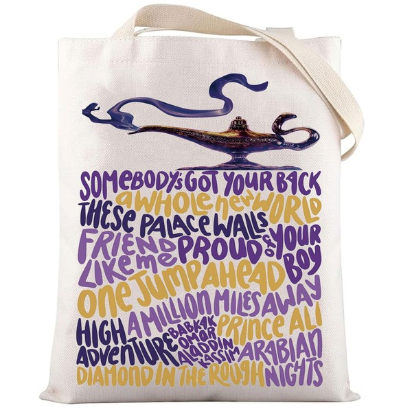 LEVLO Aladdin Musical Canvas Tote Bag Jasmine Fans Gift Genie